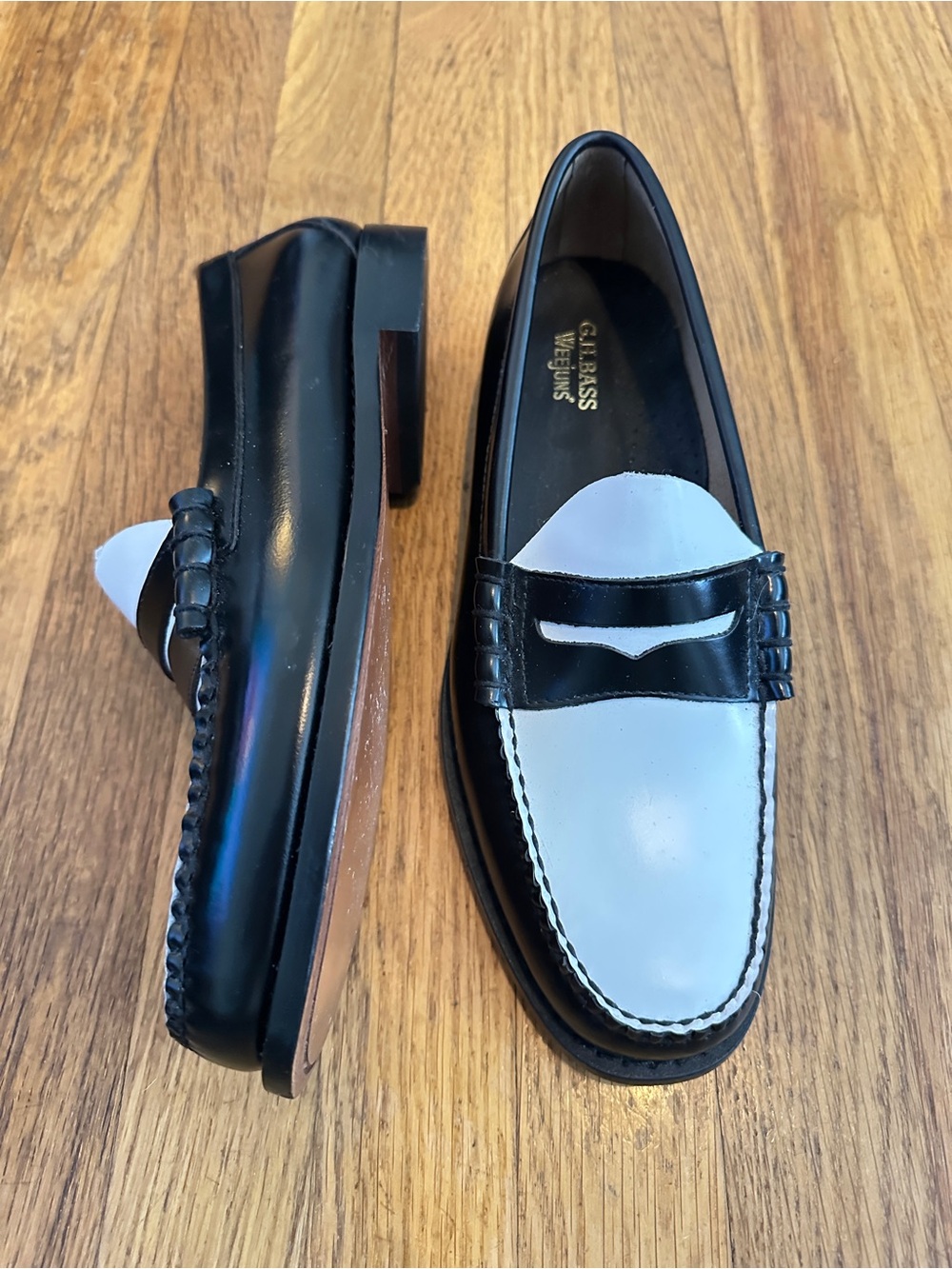 G.H. Bass & Co. Black and White Penny Loafers